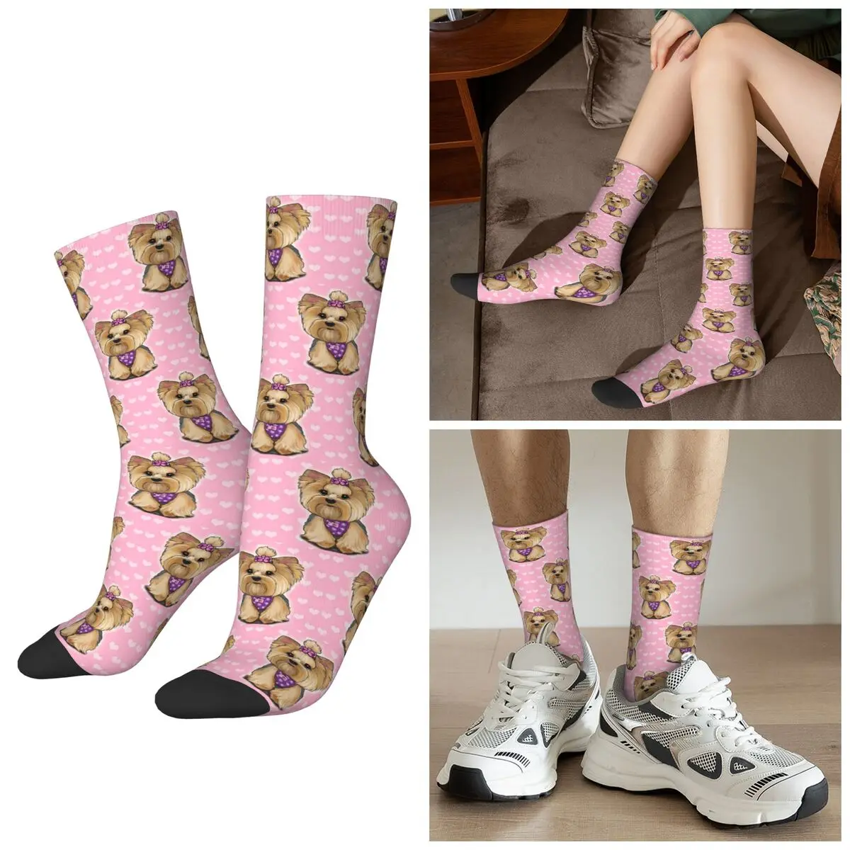 

Всесезонные носки с собакой йоркширского терьера, спортивные носки в стиле Харадзюку, впитывающие пот чулки для мужчин и женщин, подарки