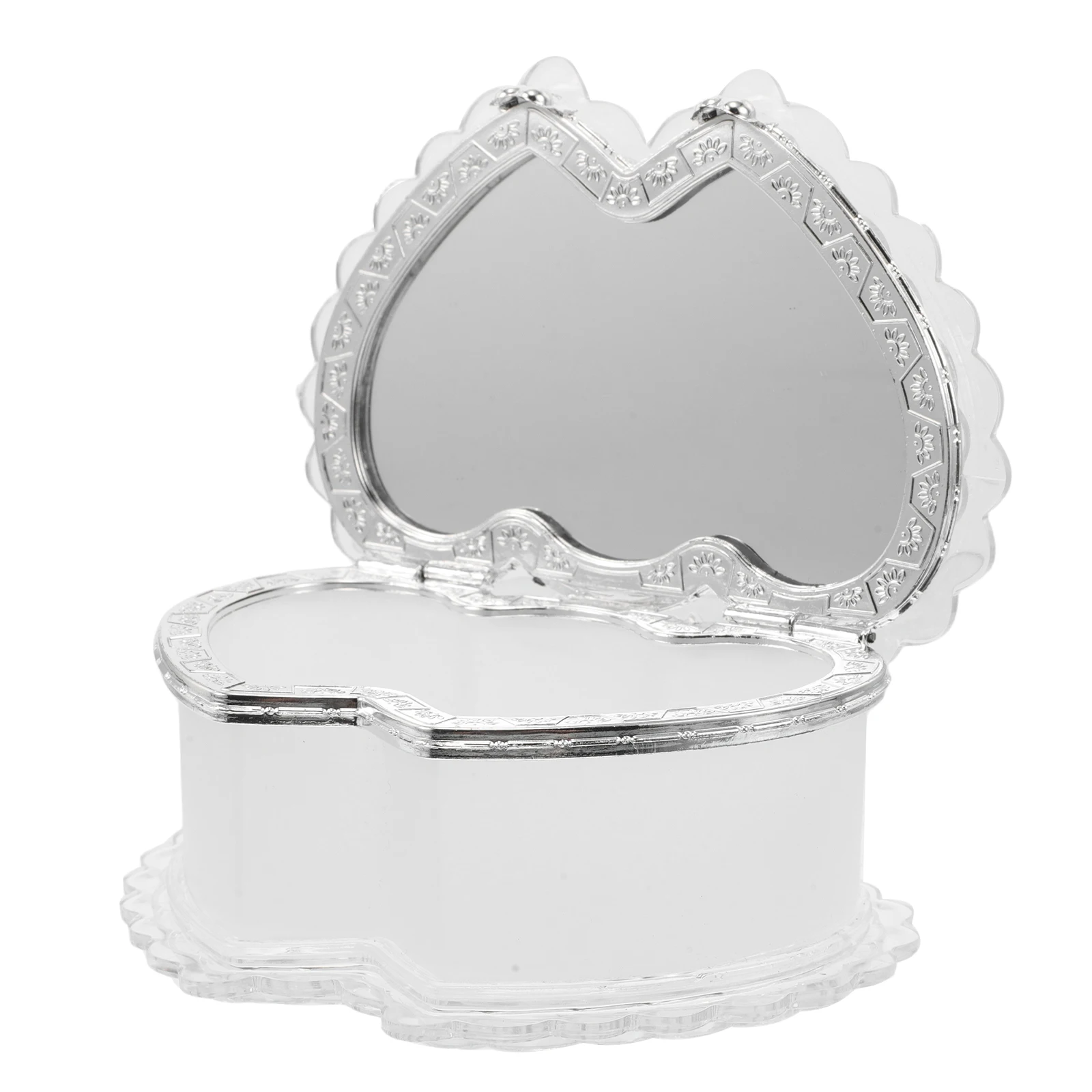 

Heart Jewelry Box Double Heart Design Kids Diy Adorable Storage Organizer Mirror Plastic Case Small Accessories Decor