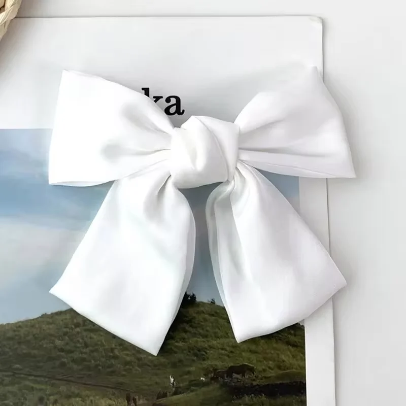 Fashion Ribbon Hairgrips Big Large Bow Hairpin For Women Girls Satin Trendy Ladies Hair Clip New Cute Barrette Hair Accessories