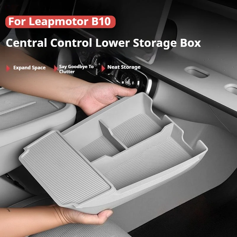 For Leapmotor B10 Car Center Console Lower Storage Box Silicone Organizer Tray Box Pad Car Modification Car Interior Accessories