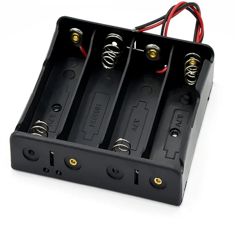 Black Plastic Battery Storage Case DIY Holder for 1X 2X 3X 4X 18650 Batteries with Wire Lead Pin - Electronics Storage Box image 6