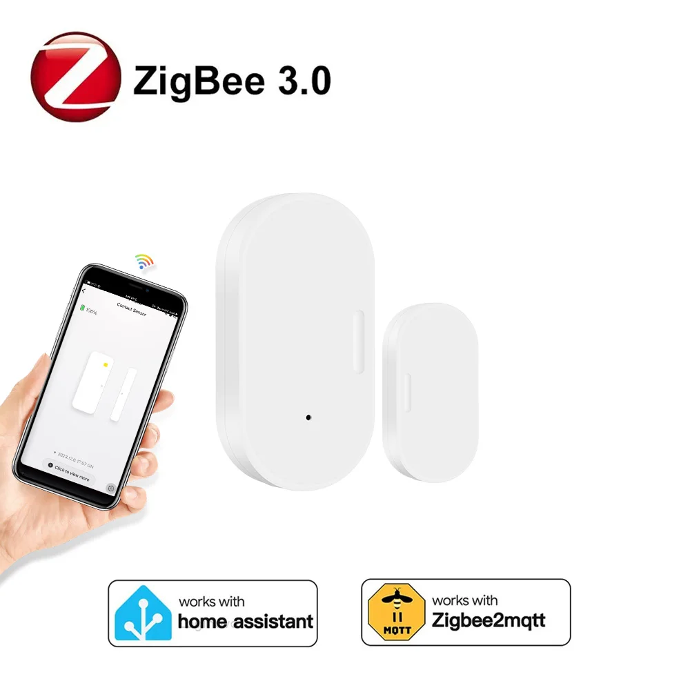 Zigbee 3.0 Window Door Sensor Magnetic Security Alarms Window Detector With Battery Home Assistant Automation Support 2MQTT