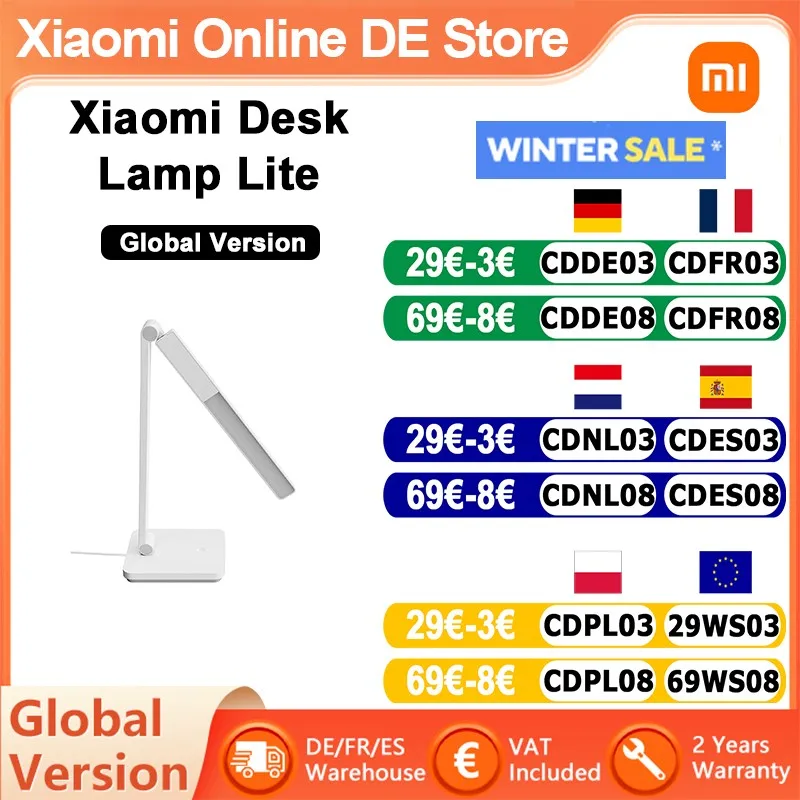 Xiaomi Table Lamp Lite Mi LED Desk Lamp Folding Eye Protection 4000K Dimming Table Light Night Light