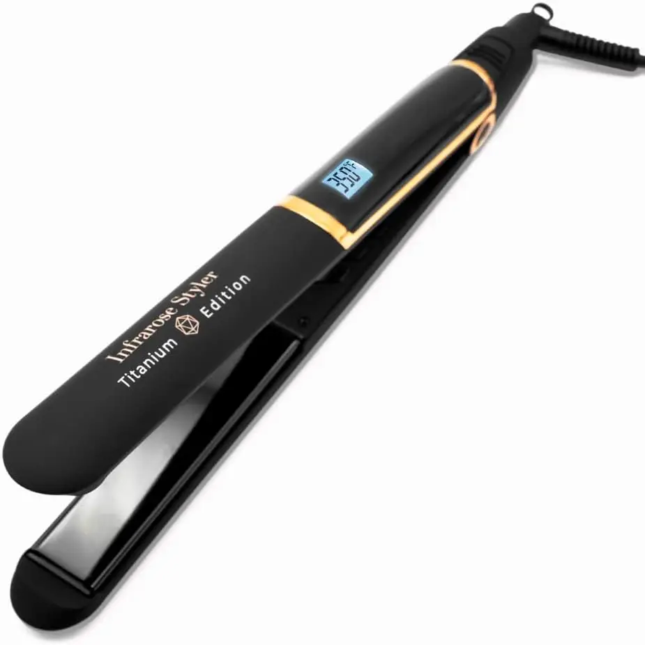 Professional Titanium Flat Iron Hair Straightener with Floating Plates to Minimize Pulling – Styler for Curly Hair