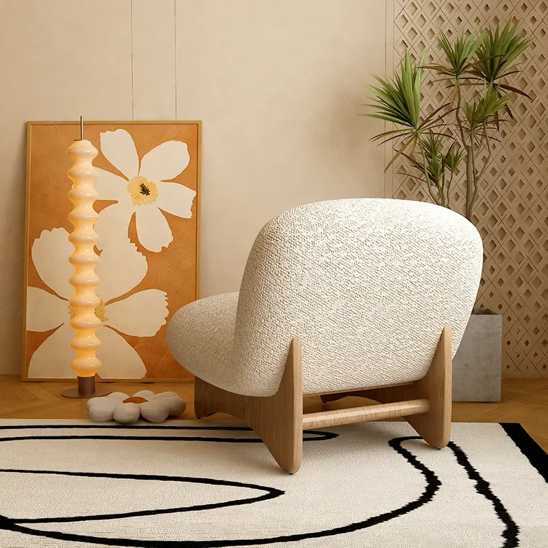 Nordic Camel Wool Accent Chair Modern Living Room Single Sofa Designer Leisure Armchair for Home Lounge