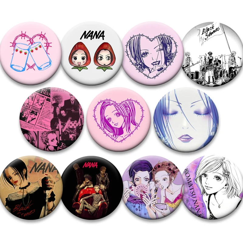 

Anime Girl Nana Button Pins Honjo Ren,Komatsu Nana Brooches 58mm Round Cartoon Badge for Backpack Jewelry Accessories Gifts