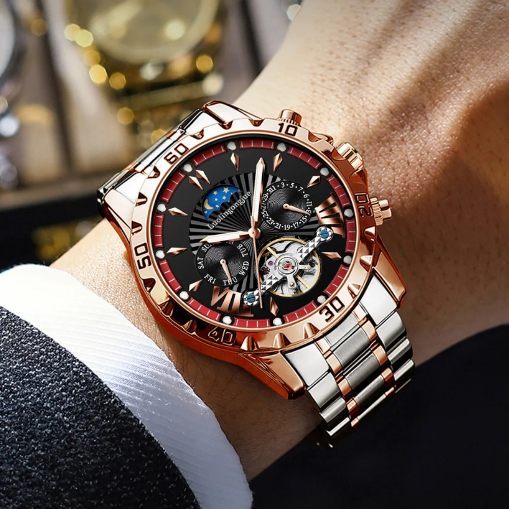 

New High-End Multifunctional Business Casual Fully Automatic Mechanical Watch for Men, Skeleton Design, Luminous, Waterproof, Fashionable, High-End, Best-Selling Men's Watch