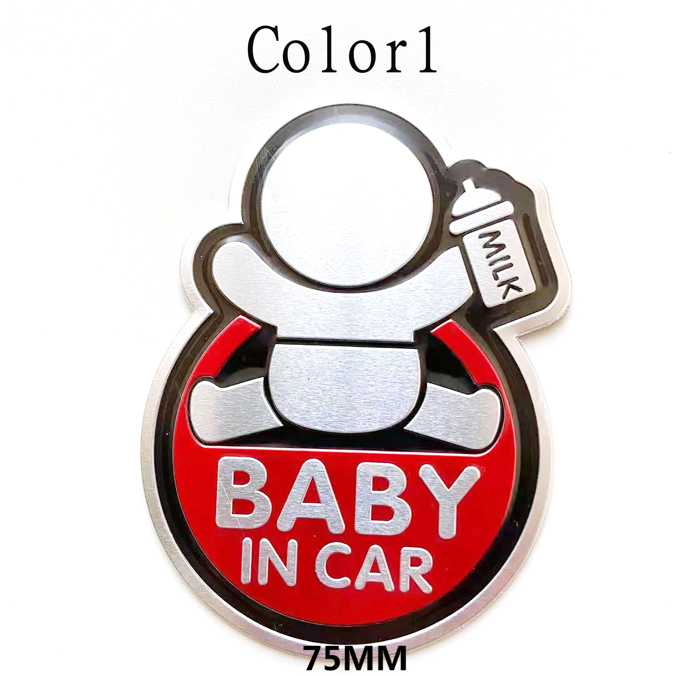 75MM BABY IN  CAR MetalAluminum alloy labeling car baby logo sticker