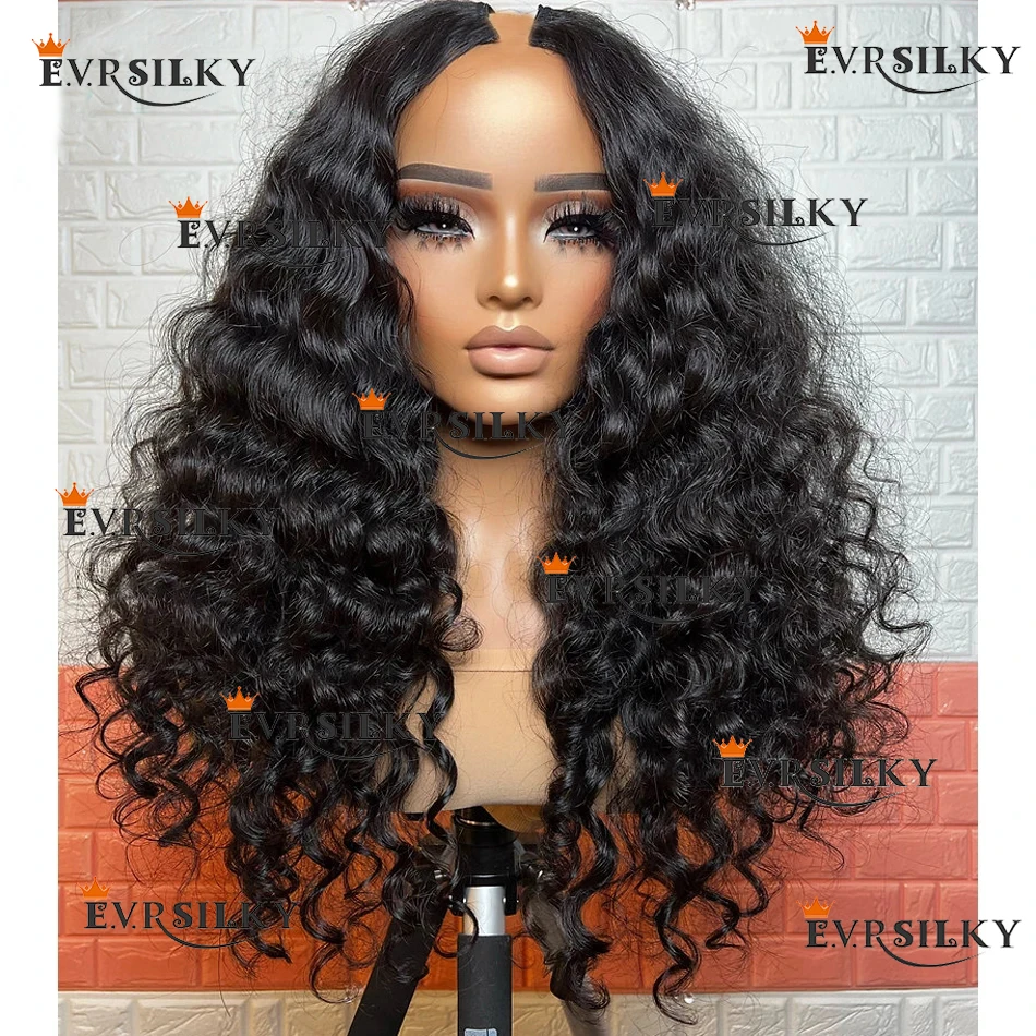 

High density human hair Deep Wave Vpart wig is suitable for novice Remy horse hair natural black wig 100% true hair black women