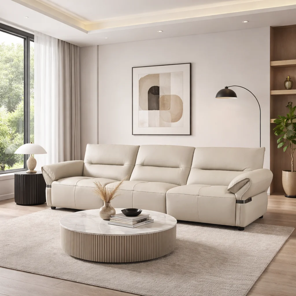 

ws- Genuine Leather Modular Sectional Adjustable Headrest Modern Recliner Sofa Minimalist Design Premium Quality High Sponge@