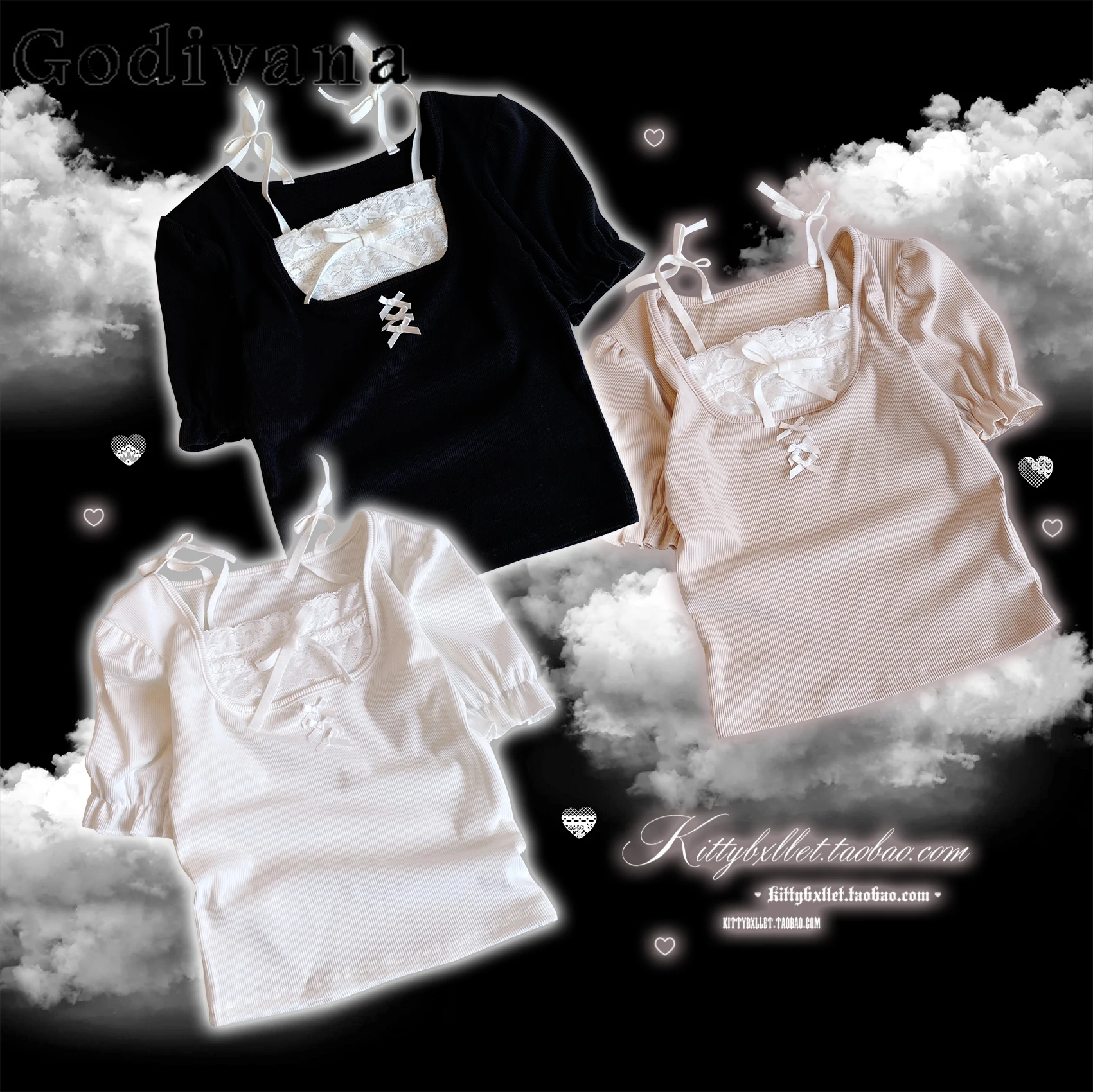 

Original Japanese Sweet Short Sleeve Tops Summer New 2025 Mine Girl's Women's Cute Bow Slim-Fit Top Daily High Waist Mini Skirt