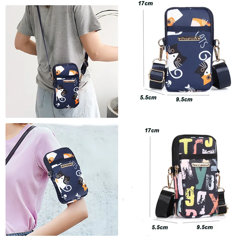 

Nylon Mobile Phone Luxury Handbags for Women Waterproof Crossbody Bag Sport Wrist Bag Animal Prints Fashion Women's Shoulder Bag