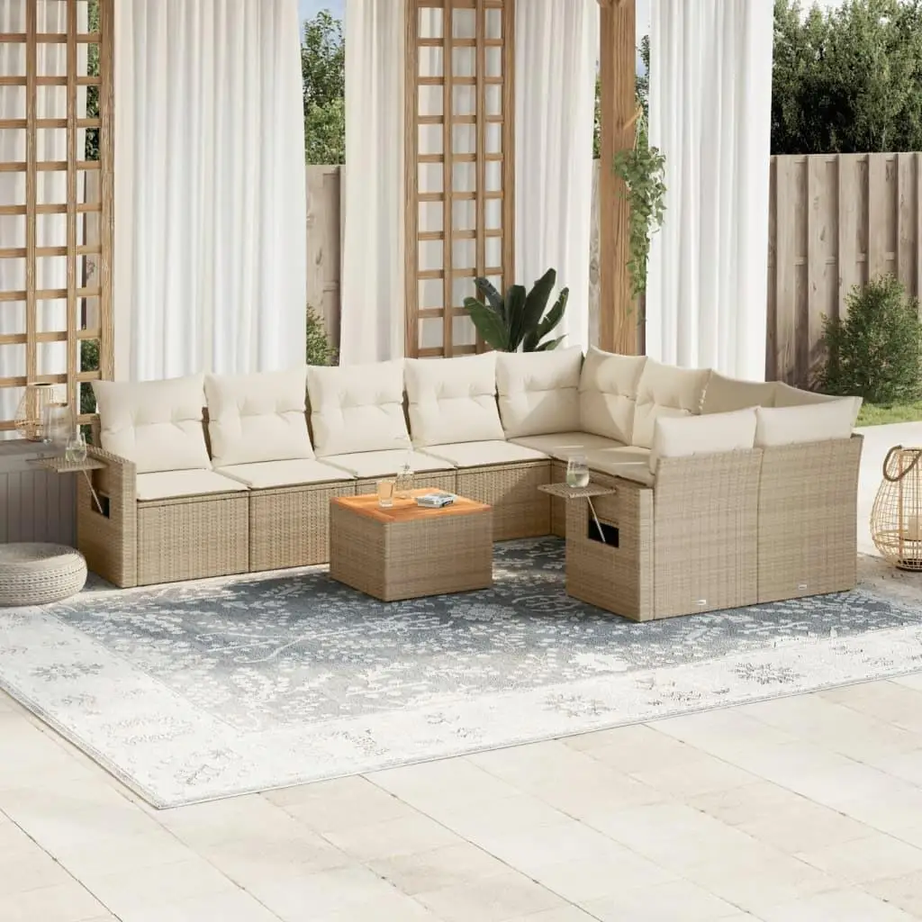 

Beige Cream Outdoor Garden Sofa Set Comfortable Modern Patio Furniture Decor