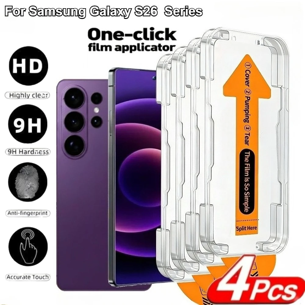 

4 шт. защитных стекол для экрана Samsung Galaxy S26 S25 S24 Ultra S23 S22 S21 Plus S24 S25 FE с установкой в один клик