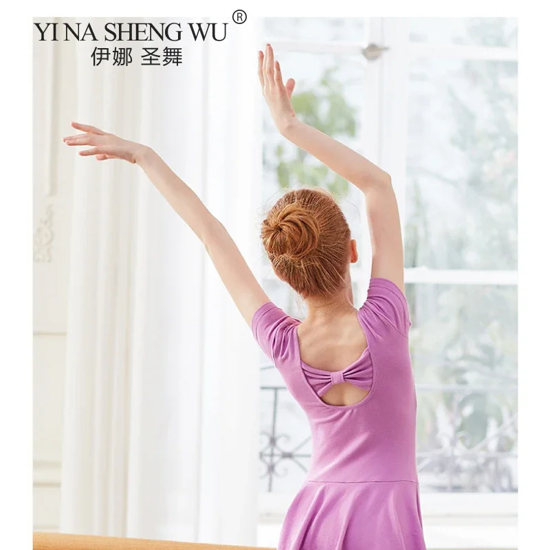 Ballet Dress Long/Short Sleeve Ballet Leotard Girls Cotton Back Bow-knot Children Practice Clothing Skirt Leotard Party Costumes