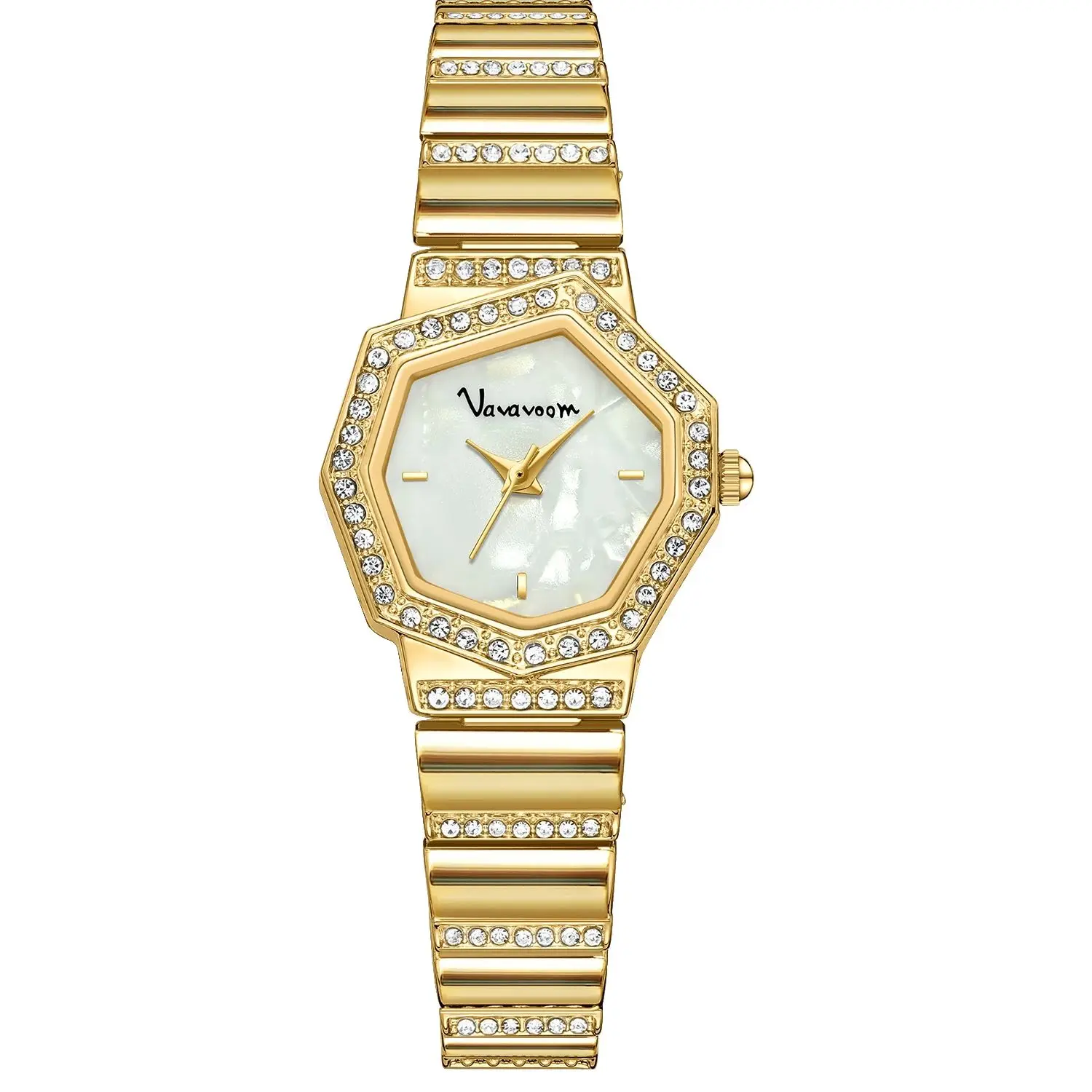 2025 nuevo reloj de mujer VA VOOM marca Original moda polígono precioso Rhinestone oro calendario reloj de pulsera de cuarzo montre femme