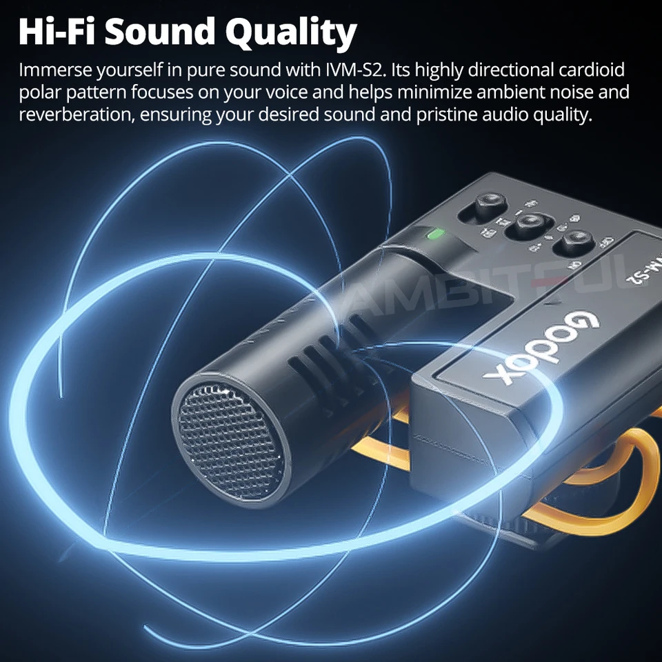GODOX IVM-S2 Pistolenmikrofon, Mobiltelefon, Mikro-Spiegelreflexkamera, Live-Aufnahme, Interview, Kondensatormikrofon