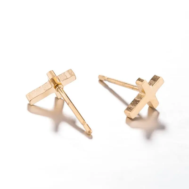 Stainless Steel Women Cross Earrings Fashion Punk Cross Cartilage Stud Earrings Jewelry Aretes De Mujer Modernos 2023