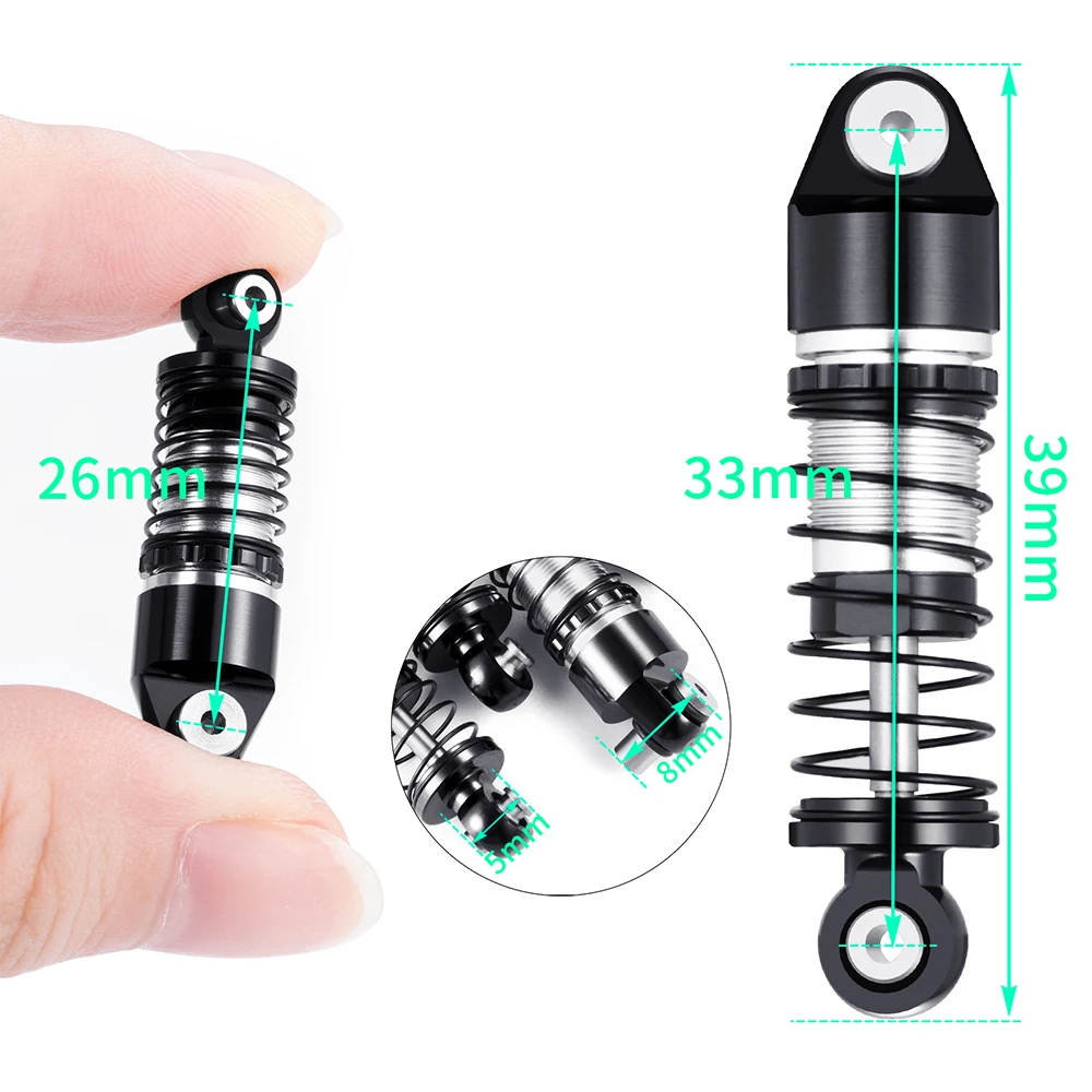 AXSPEED 38/41/43/46/51/60mm Metal Shock Absorber Oil Damper for 1/24 RC Crawler Axial SCX24 Upgrade Parts