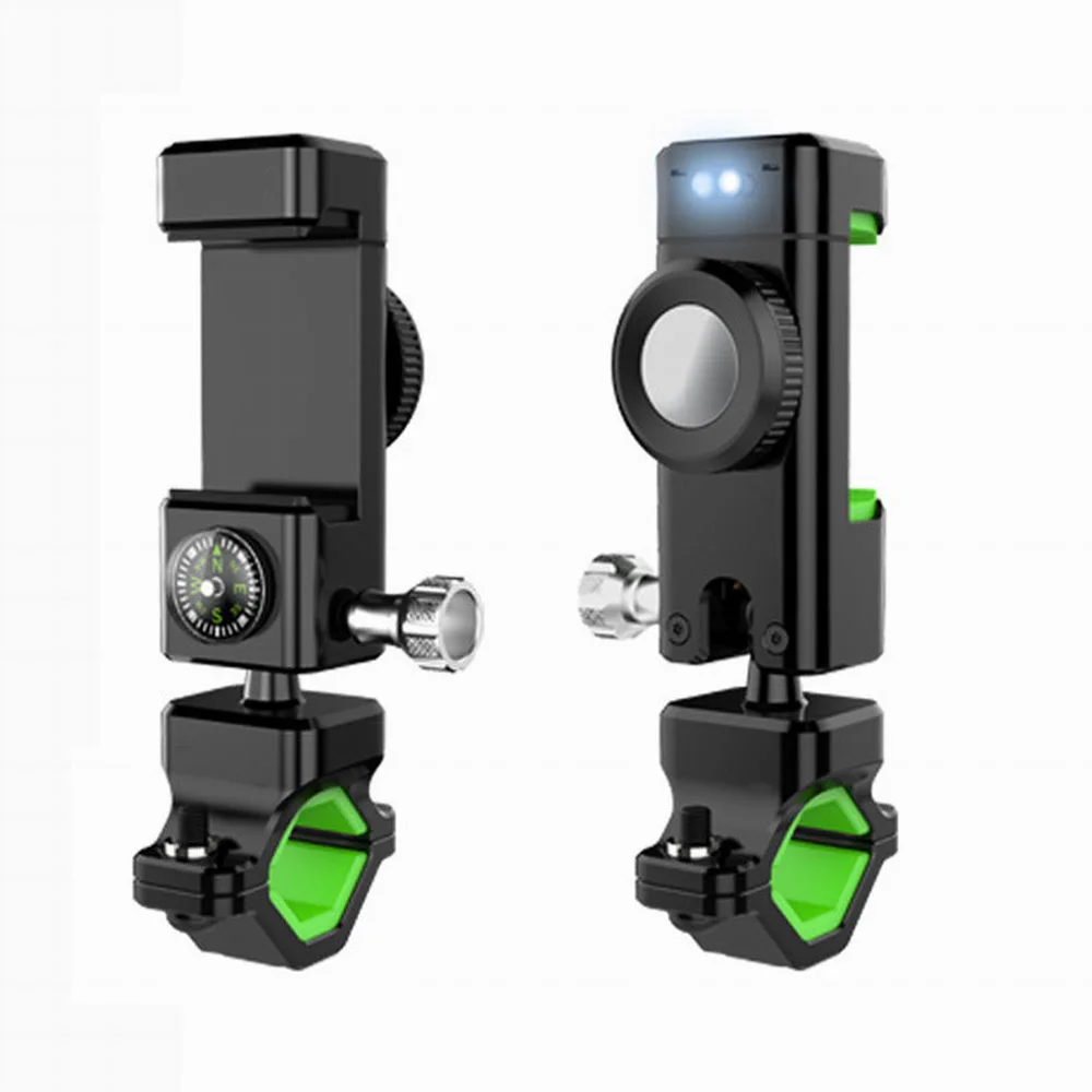 Bicycle Phone Clip Bracket with Light Anti-Take Off Mobile Phone Holder for iPhone Samsung for Bike Motorcycle