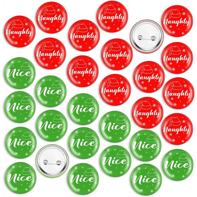 30 Christmas badges in loosefuncuteand mischievous chest badges with decorative pins