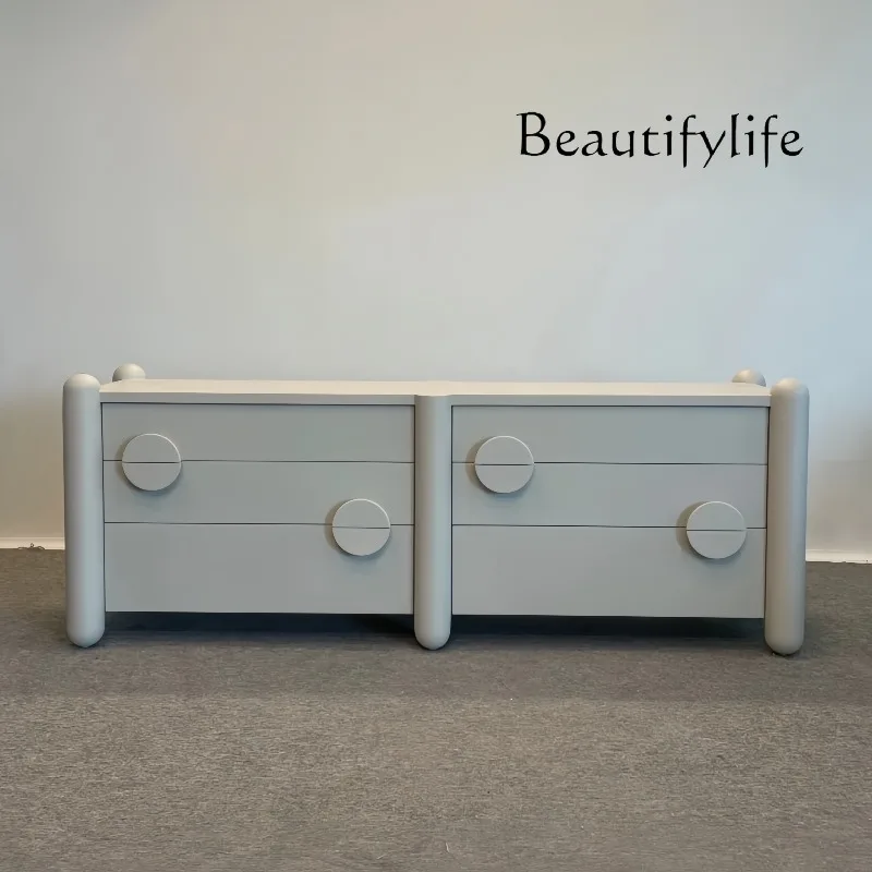 

Medieval style dining side cabinet designer solid wood retro home living room storage storage cabinet