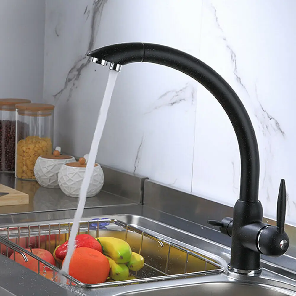 

Черный трехходовой смеситель для кухонной мойки с сливом для островной раковины, трехходовой смеситель для ванной комнаты