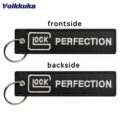 1Pc 2Pcs 3Pcs Aviation Gift Both Sides Embroidery Glock Perfection Pattern Black Tag Car Keychain Backpack Pendant Wholesale