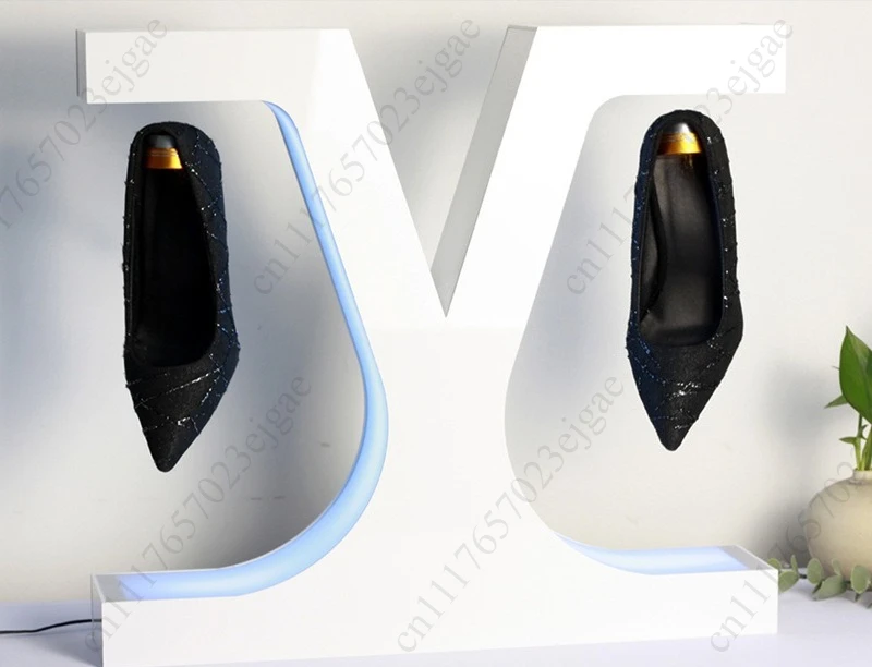 Magnetic Levitating Sneaker Rack 360 Degree Rotation Shoe Rack Double Headed Colorful Lights  Remote Controlled Shoe Display