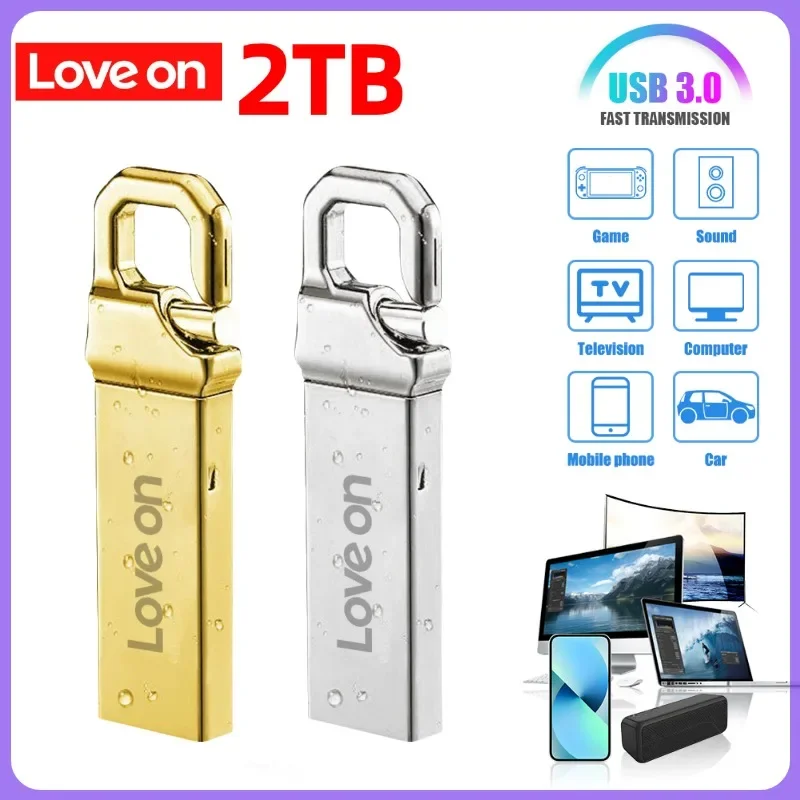 2TB USB 3.0 Flash Drives High Speed Metal Pendrive 1TB 512GB 256GB 128GB Portable USB Drive Waterproof Memoria Flash Stick New