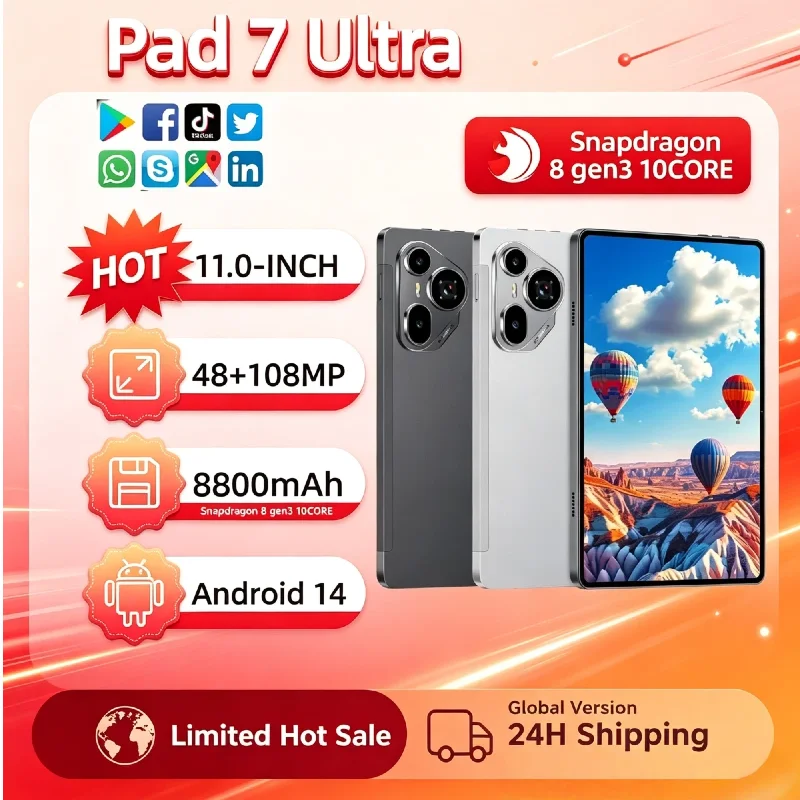 2026 New Pad 7 Ultra Tablet PC Global Original 11'' 4K HD Android 14 12GB+512GB 8800mAh 5G Dual SIM Phone Call WiFi GPS Pad
