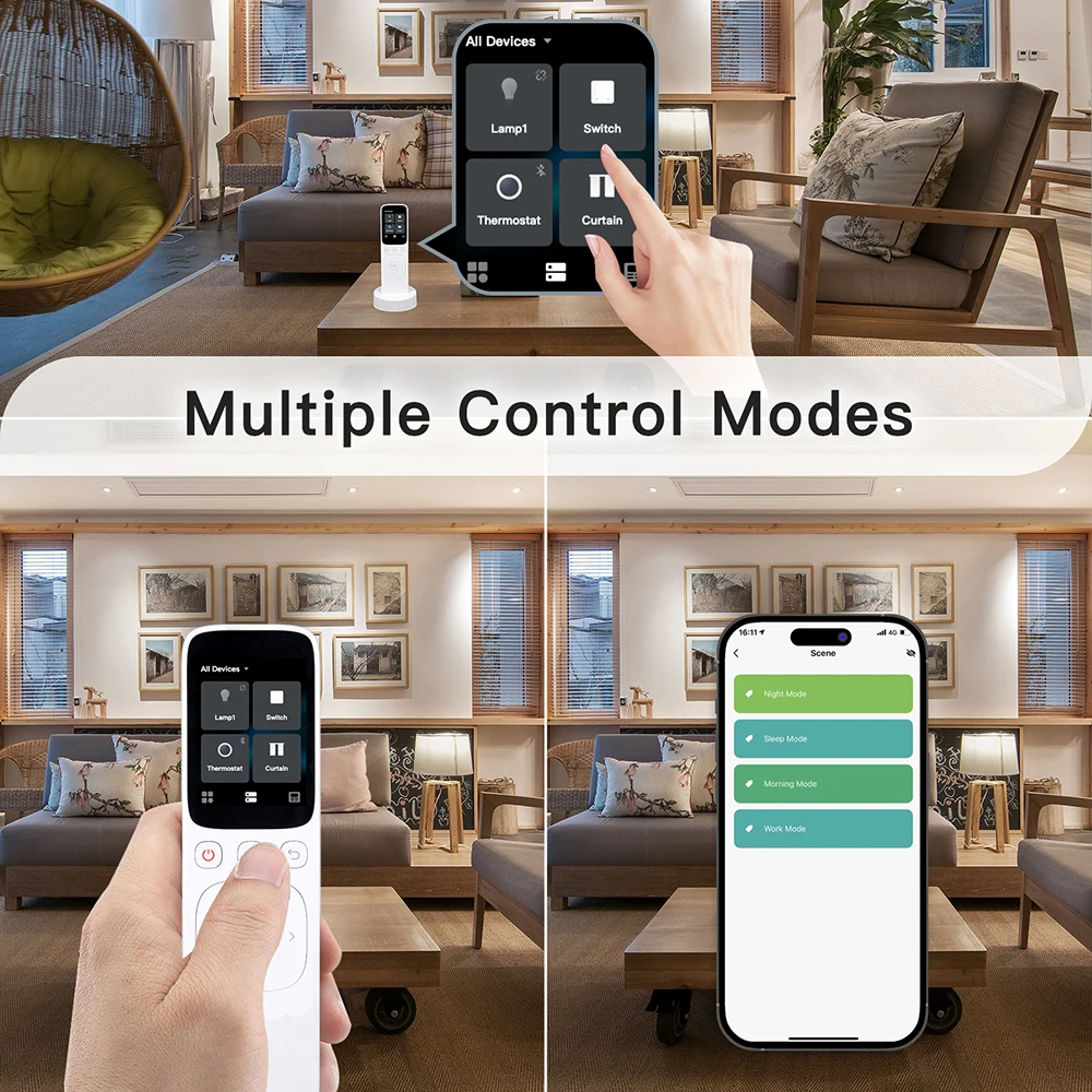 Tuya Smart WiFi IR Central Control Panel,Wireless Touch Screen with Buttons,IR Handheld Controller Work For Home Device.