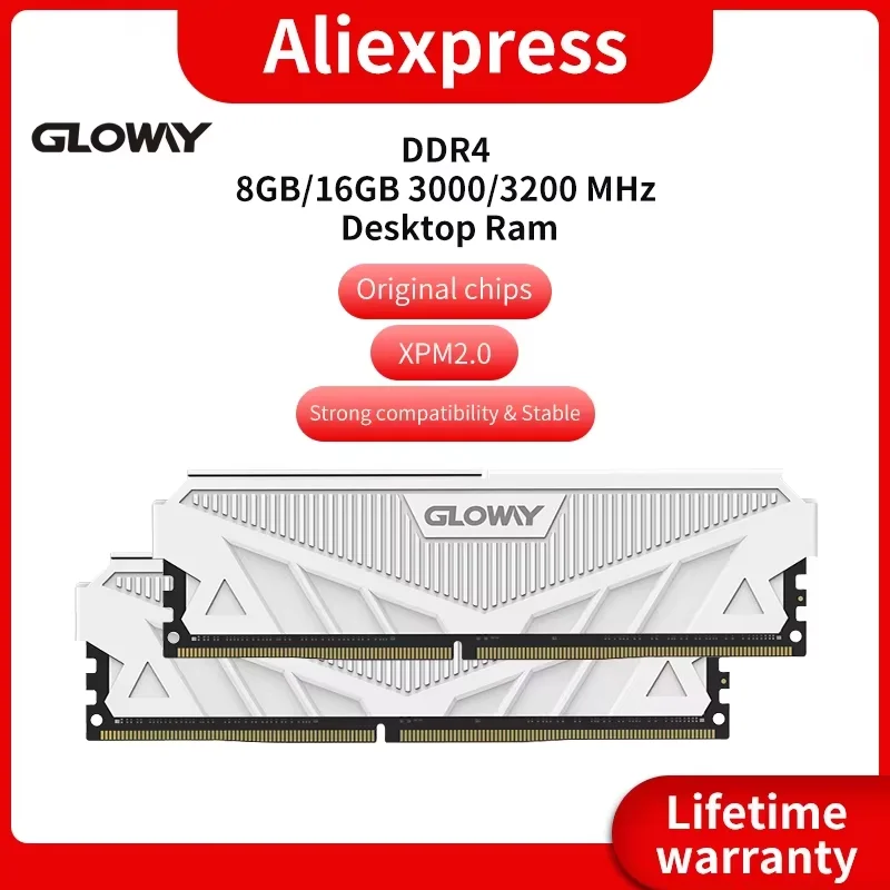 Gloway-Kit de mémoire RAM DDR4 pour ordinateur de bureau, 16 Go x 2, 3200MHz, 8 Go, compatible avec dissipateur de chaleur, 288 broches, DIMM