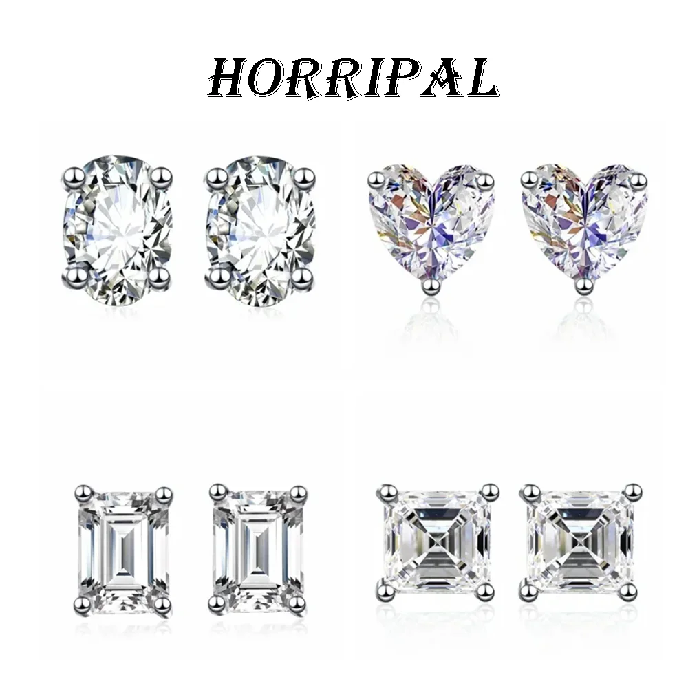 

HORRIPAL High Quality 0.5/1CT Moissanite Earring for Women Sterling Silver Plated 18K White Gold Sparkling Wedding Fine Jewelry