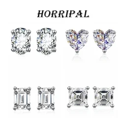 HORRIPAL High Quality 0.5/1CT Moissanite Earring for Women Sterling Silver Plated 18K White Gold Sparkling Wedding Fine Jewelry