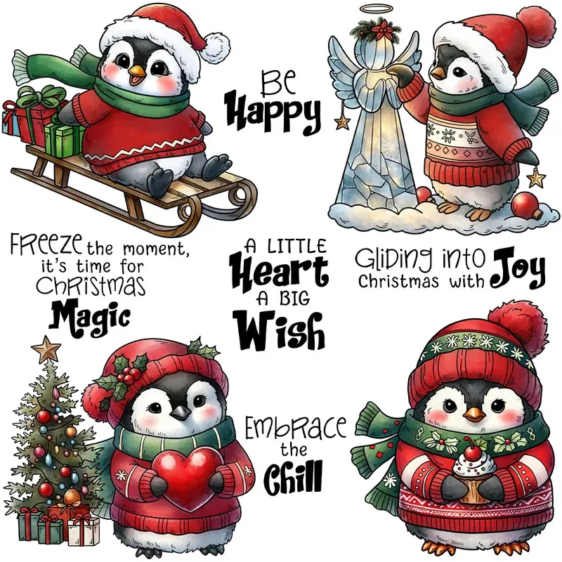 

Winter Christmas Penguins Gnome Clear Stamps DIY Scrapbooking Supplies Silicone Stamp For Card Making Albums Decor