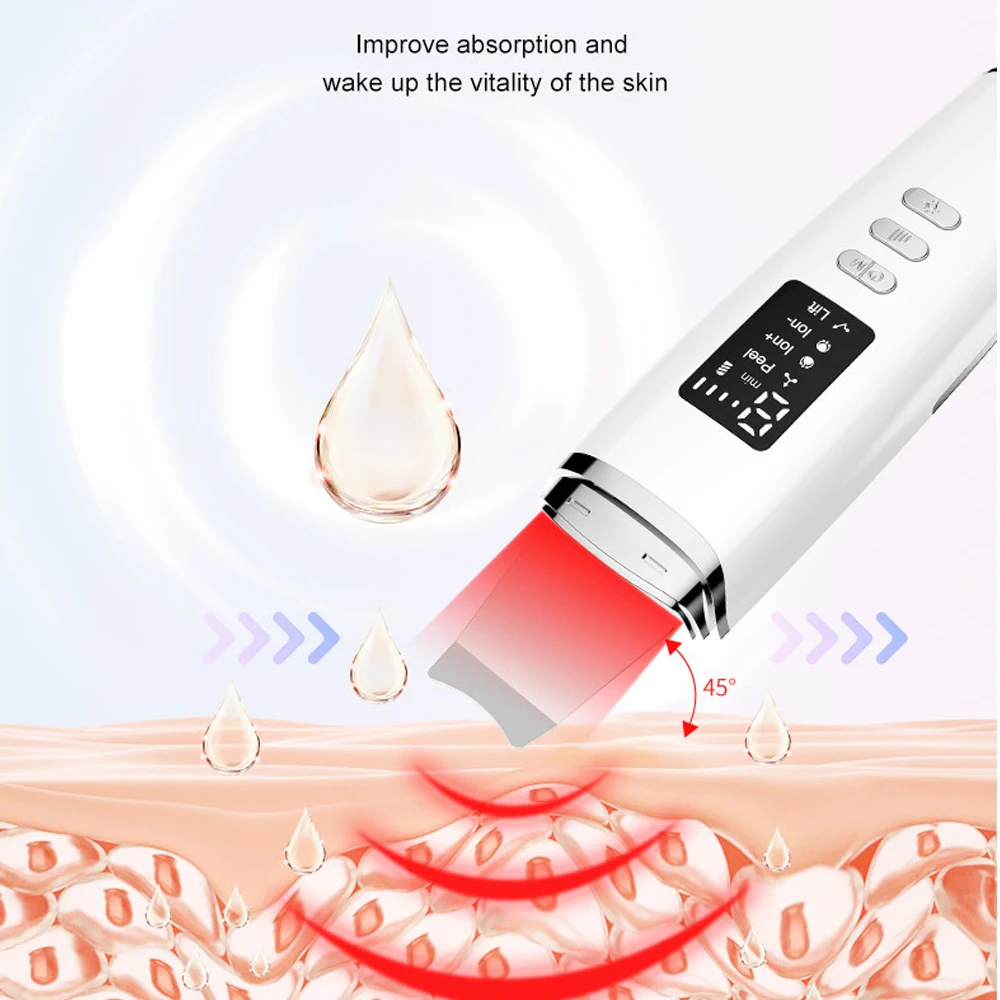 Épurateur de peau à ultrasons, dissolvant de points noirs, nettoyage en profondeur du visage, nettoyeur de pores à l'ions ultrasoniques, pelle pour le visage