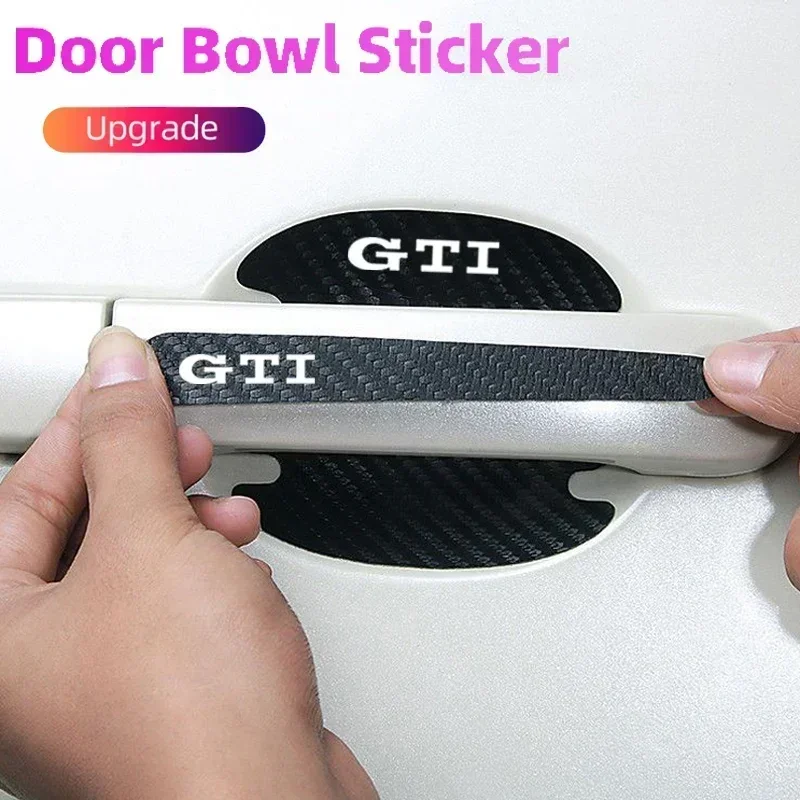 Car Ashtray Car Door Bowl Handle Sticker Carbon Fiber Protector Film For Volkswagen VW GTI Logo GTD GLI Anti Scratches Bumper Gu view 3