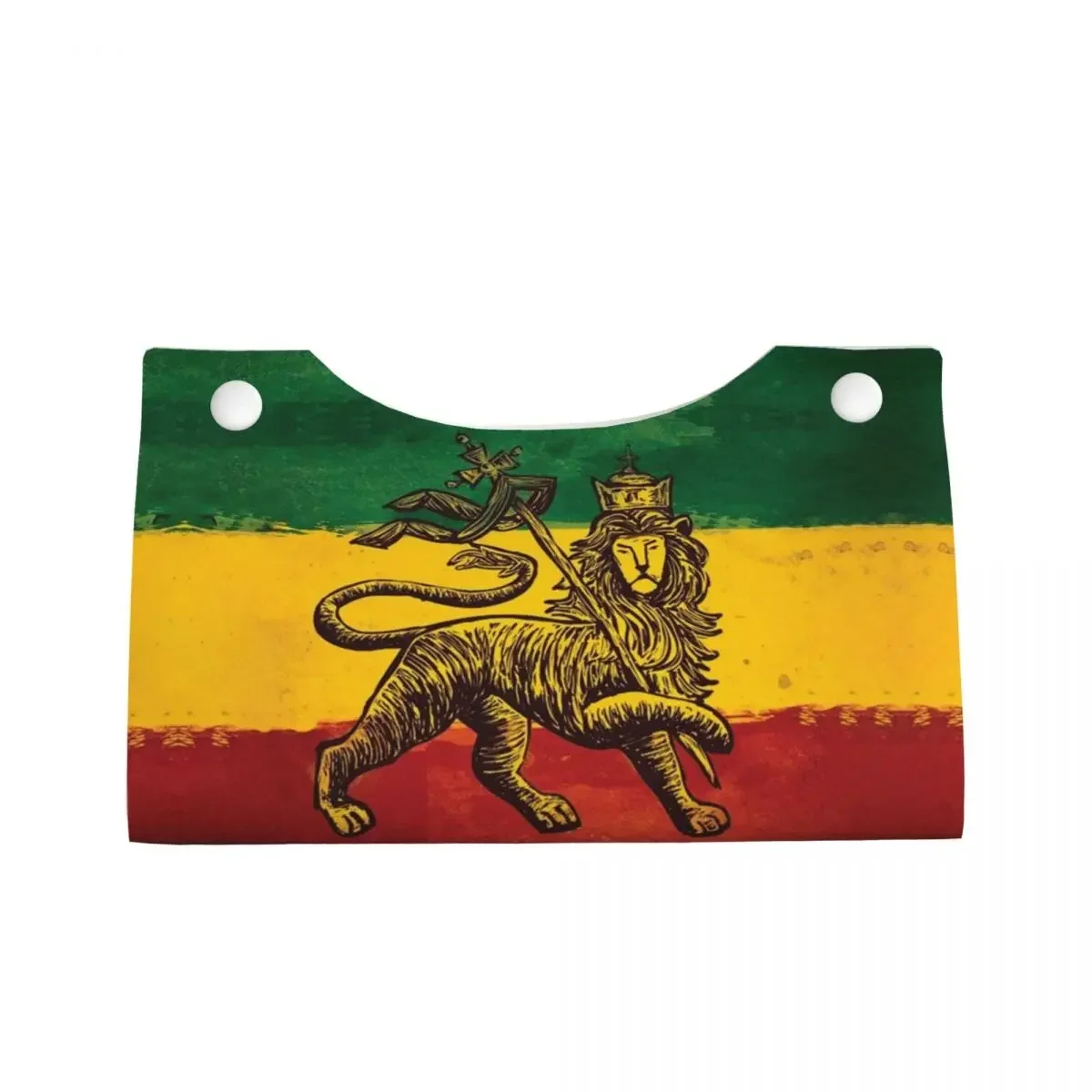 Custom Rasta Flag Lion Of Judah Tissue Box Cover PU Leather Rectangular Jamaica Rastafarian Reggae Facial Tissues Holder