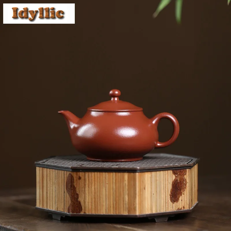 

155ml Traditional Yixing Purple Clay Teapots Handmade Pan Pot Raw Ore Dahongpao Mud Kettle With Filter Chinese Zisha Tea Set