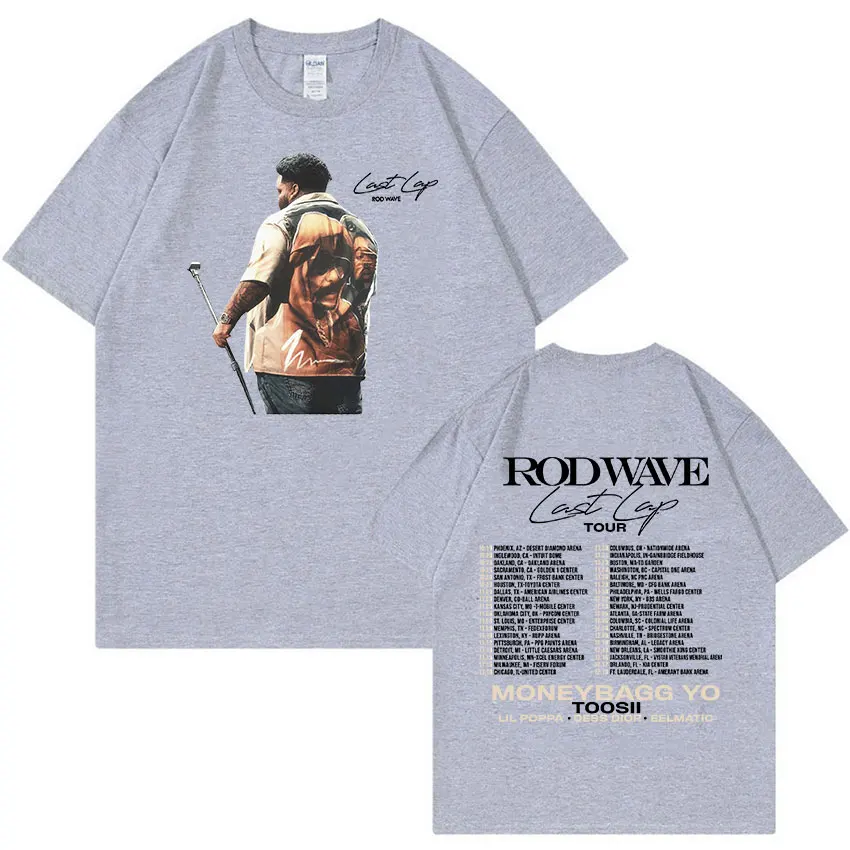 Rapper Rod Wave Laatste Ronde Tour 2024 Print T-Shirt Mannen Hiphop Kleding Oversized Katoen T-Shirts Retro Fashion Hoge Kwaliteit T-Shirts