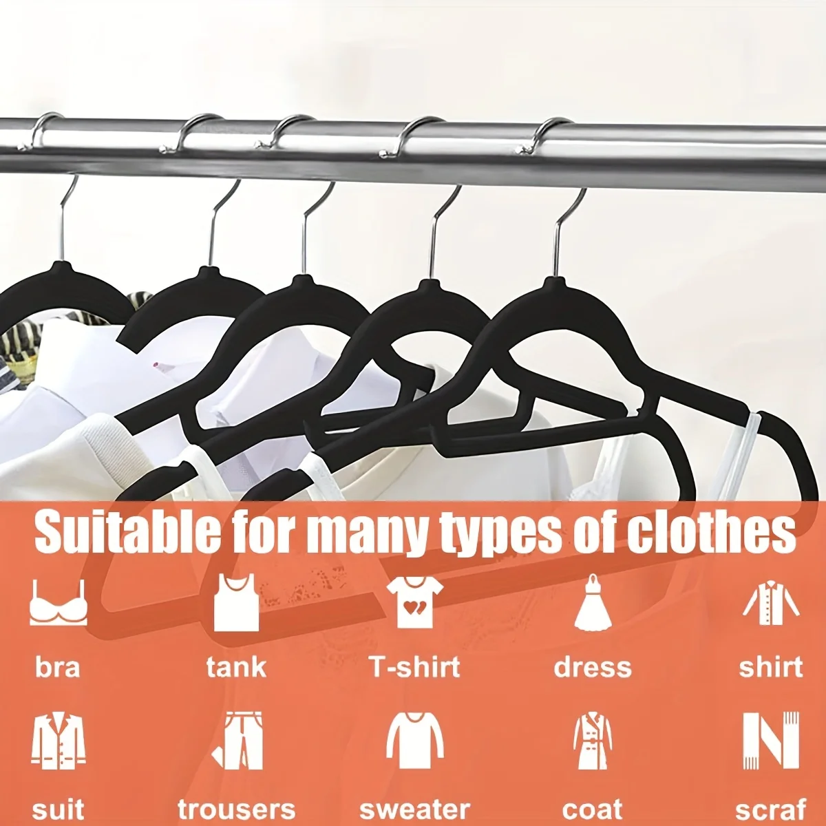 Flocking Hanger, Non Slip Support, Hanging Type, Unmarked Hanger, Non Slip Plastic Hanger, Seamless Wardrobe Hanger