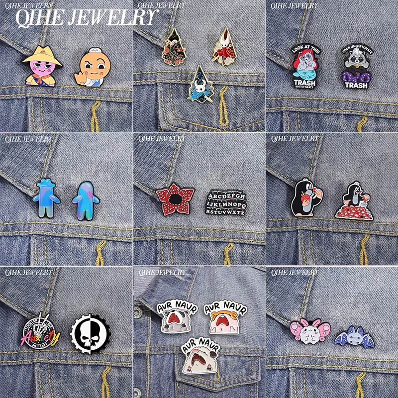 2-4 unids/set de películas de terror de ciencia ficción, alfileres esmaltados de flores de caníbal rojo, broches de sirena de gato de rol de juego de Anime, insignias de solapa, regalos de joyería