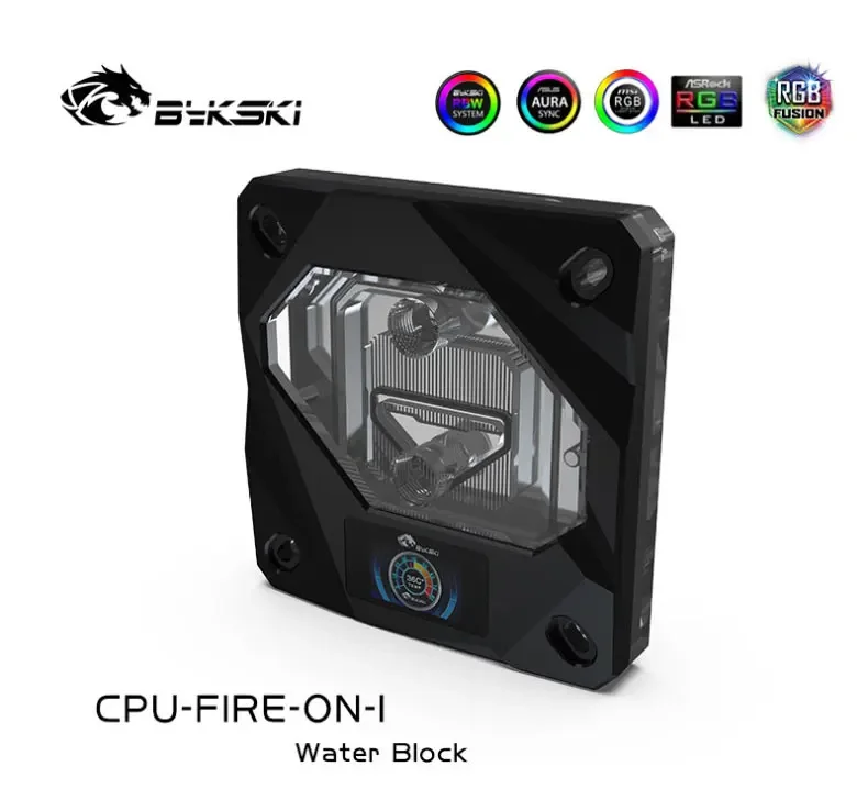 Bykski CPU-Wasserblock für INTEL LGA1150/1151/1155/1156 1200 1700 2011 x 99/AMD AM3 AM4 AM5/mit OLED-Temperaturanzeige
