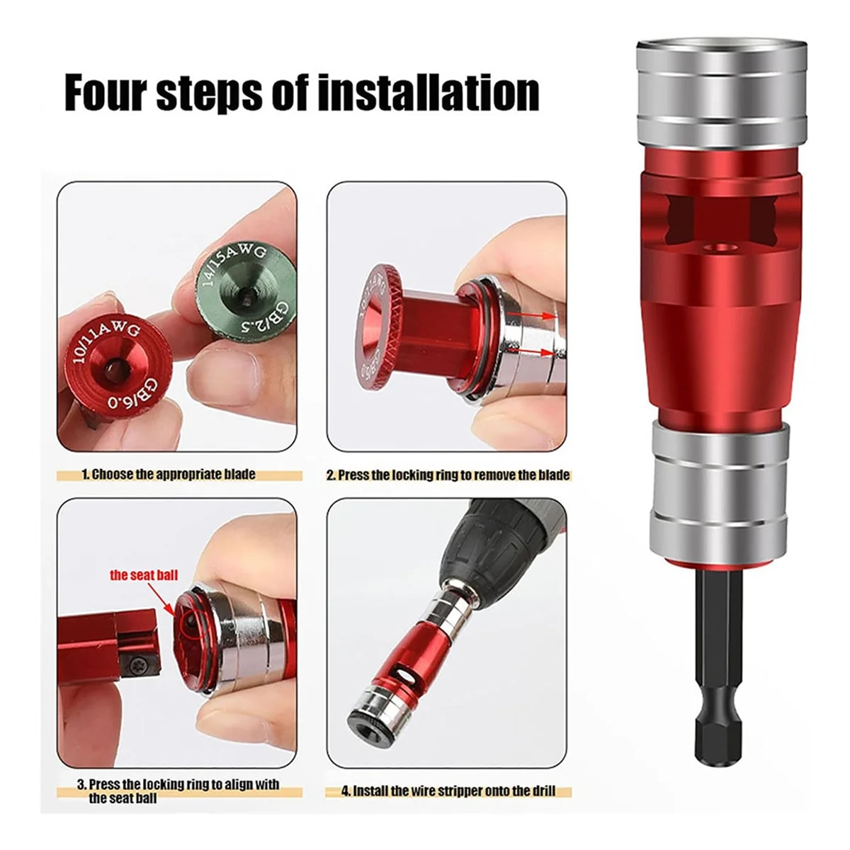 Wire Stripper สําหรับเจาะ, ปอกสายไฟและบิดชุดเครื่องมือสําหรับเจาะ เจาะ Wire Stripper สําหรับ 8/10/12/14/16 AWG