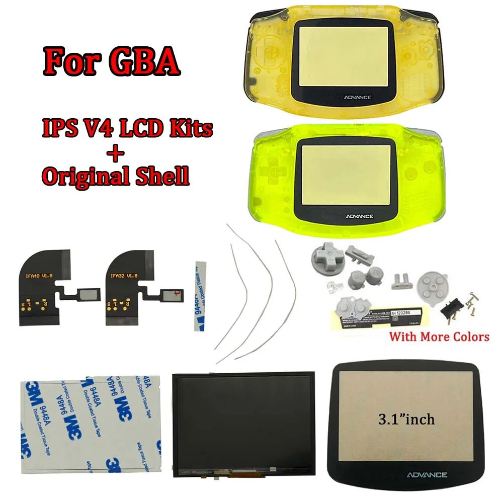 

New IPS V4 Backlight LCD Screen With Original Housing Case Shell Sets For GameBoy Advance GBA IPS LCD Display V4 Replacement