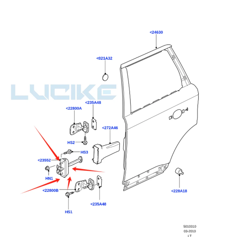 Pasuje do ogranicznika przednich drzwi Land Rover Discovery 5. LR080288