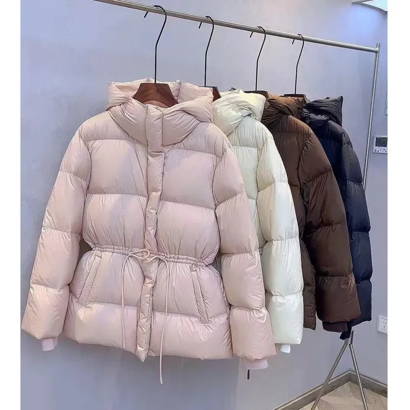2025 Winter New Down Short Padded Jacket Women Parkas Fur Collar Thick Cotton Coats Clothes Black Beige Brown Outerwear Female