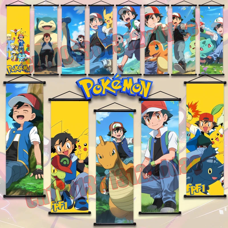 Seni Cetak Lukisan Kanvas Putih Gantung Anime Pokemon, Pikachu, Poster, Hadiah Lukisan Seni Dinding Kamar Anak-anak Rumah