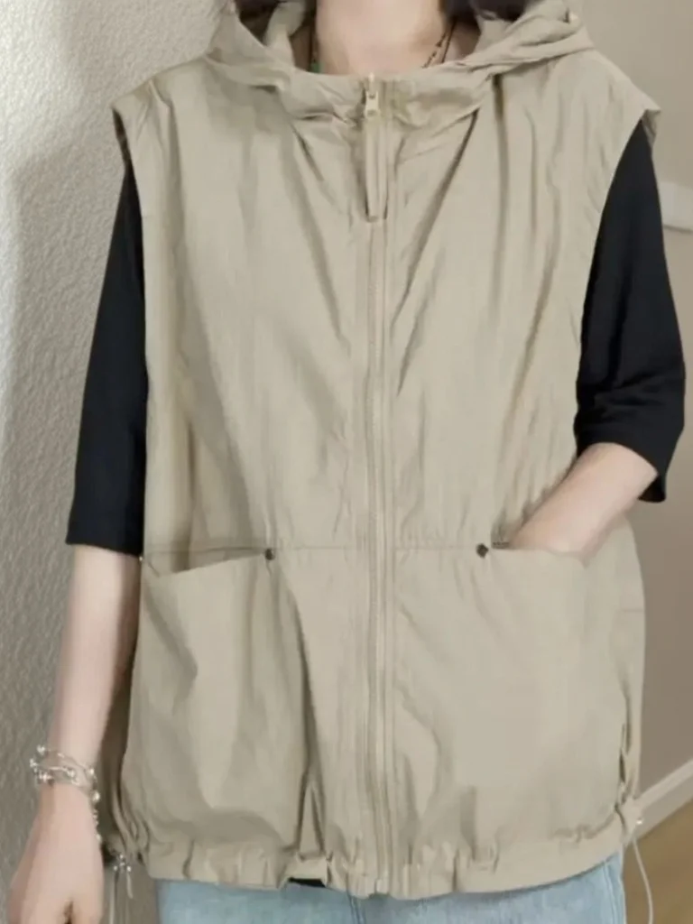 Design Sun Protection Hooded Vest Women's Lightweight Sleeveless Outerwear Fashionable Spring Summer New Arrival